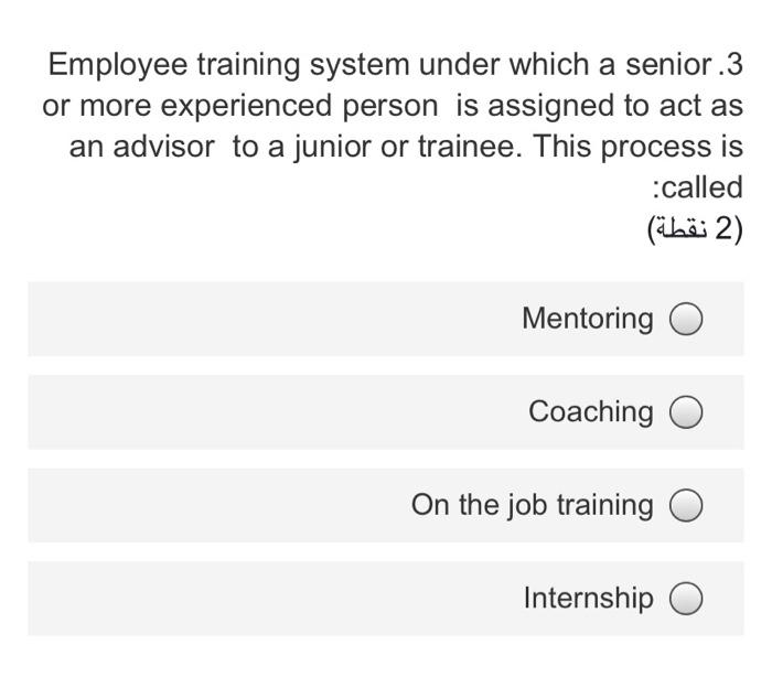 Employee training system under which a senior.3