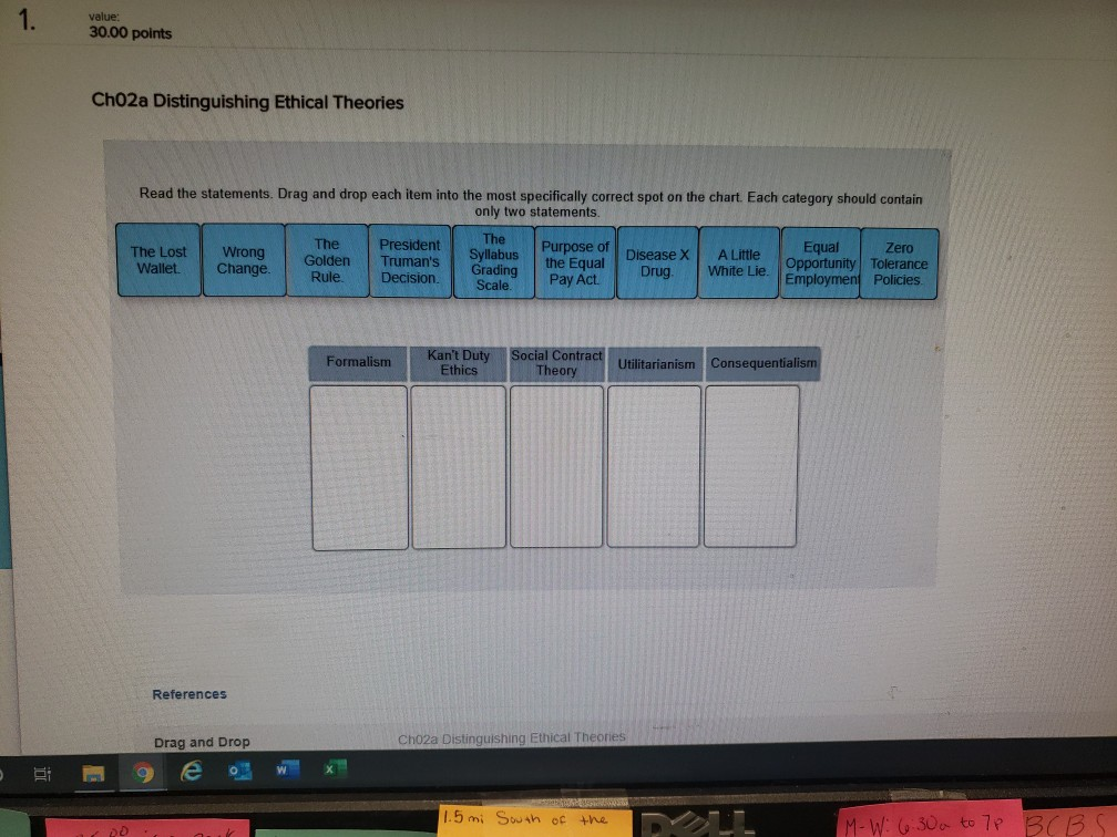 1. value 30.00 points ChO2a Distinguishing