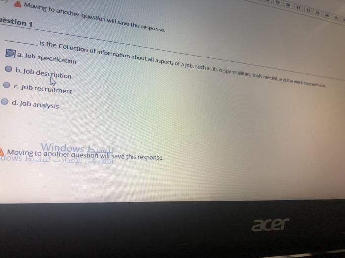 Moving to another question will save this