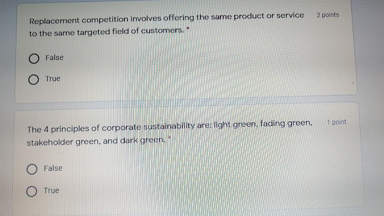 2 points Replacement competition involves