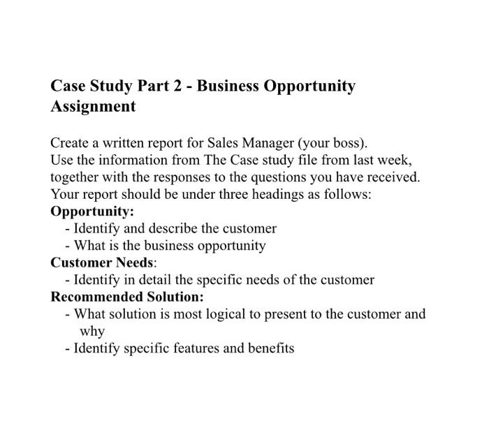 Case Study Part 2 - Business Opportunity