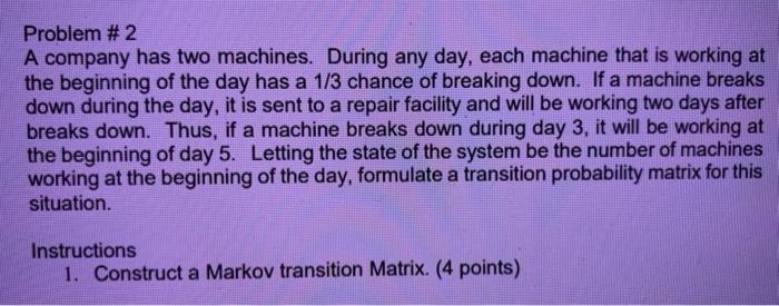 Need a Markov transition Matrix like the one