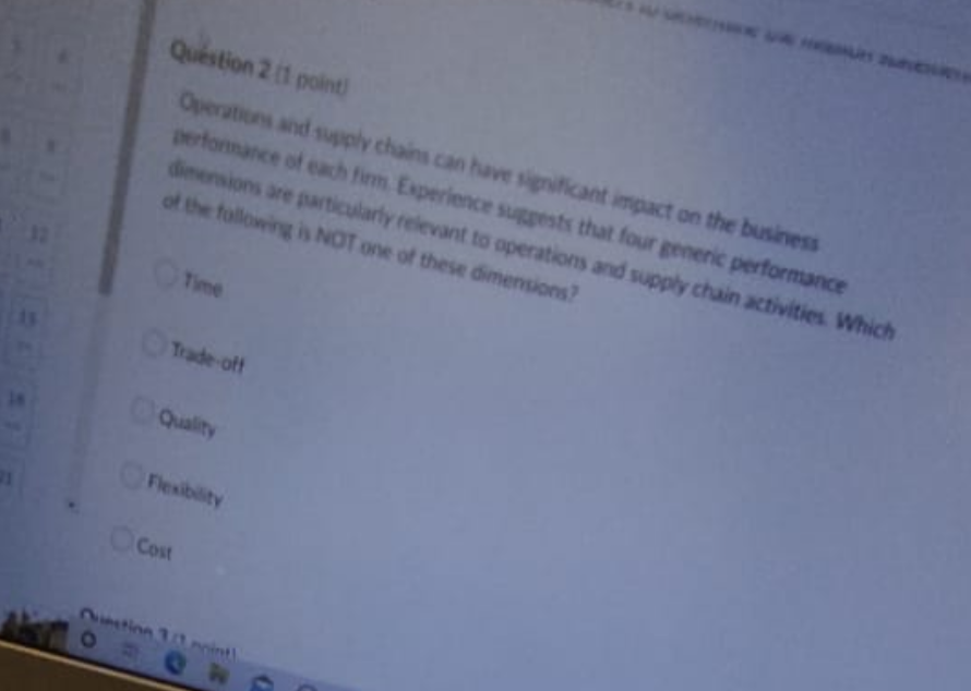 21 Question 2 (1 point) Operations and supply