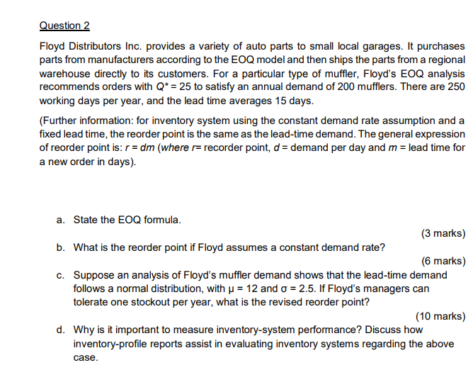 i want D only , only Part D please Question 2