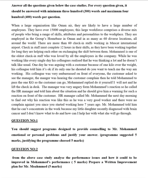 Answer all the questions given below the case