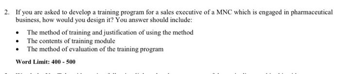2. If you are asked to develop a training program