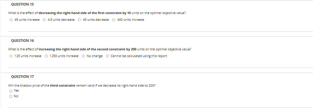 The sensitivity report provided below was