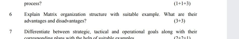 q6 fast plz process? (1+1+3) 6 Explain Matrix