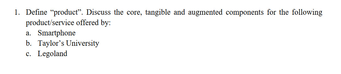 How to do this question? 1. Define "product".