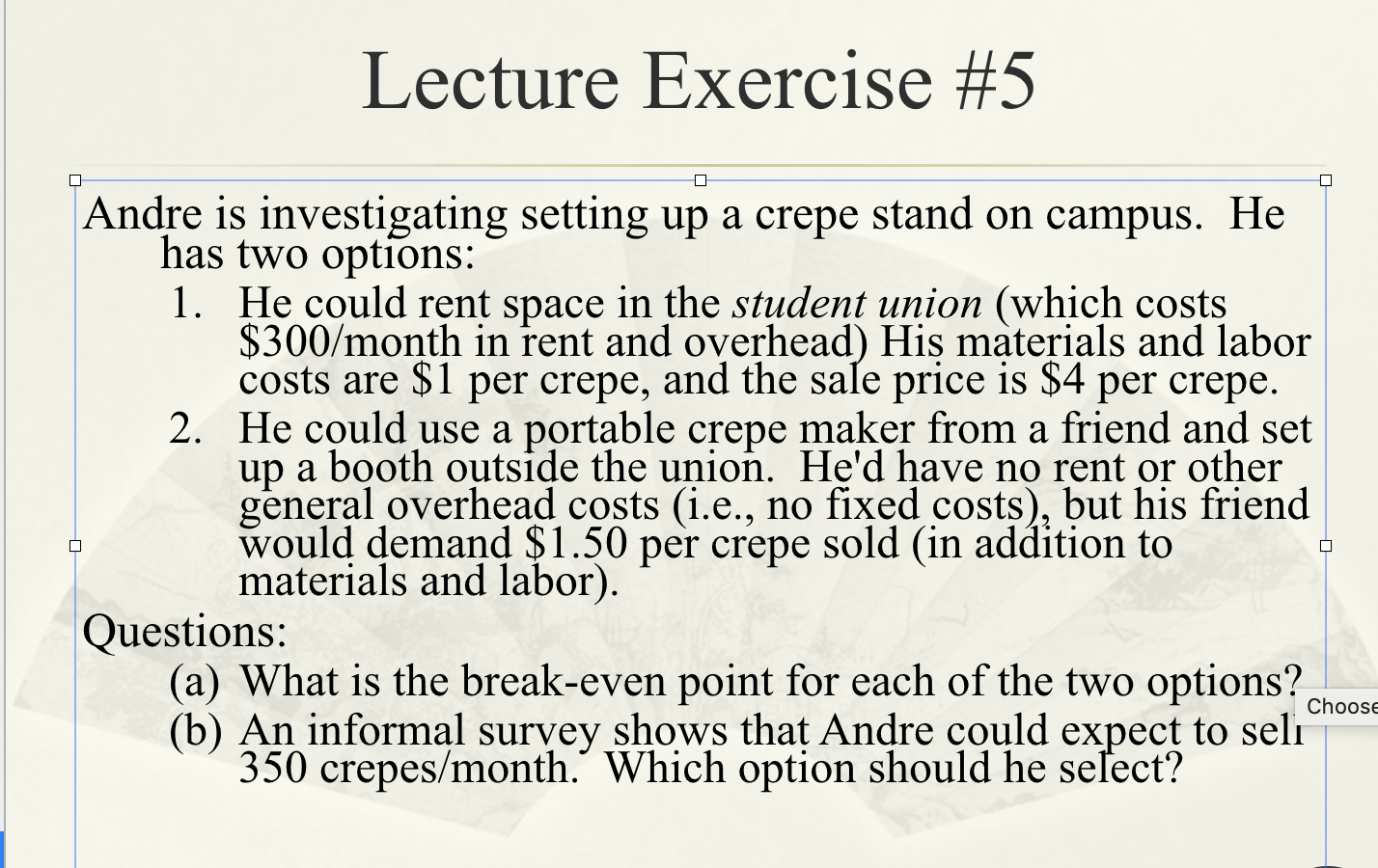 Lecture Exercise #4 Station 1 Machine A 20 min