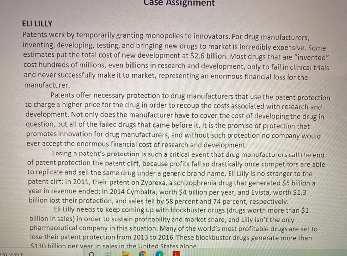 Case Assignment ELI LILLY Patents work by