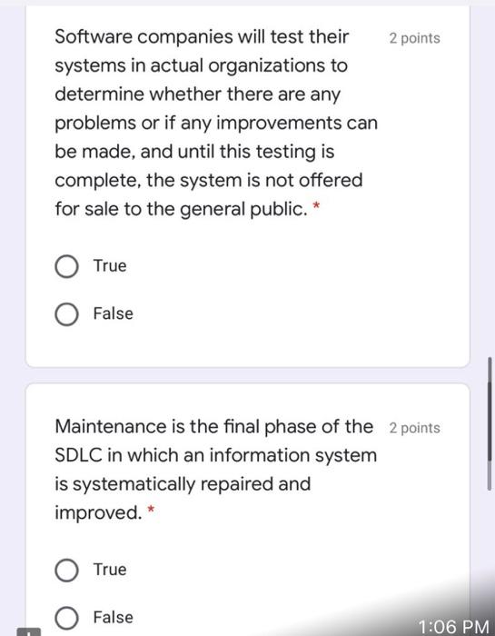 2 points The second subphase in systems analysis