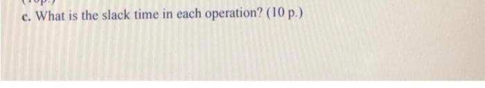 part c part c c. What is the slack time in each