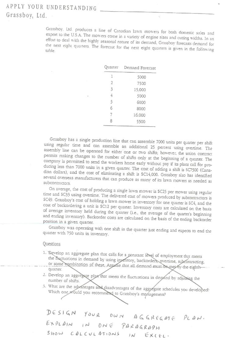 any aggregate planning APPLY YOUR UNDERSTANDING