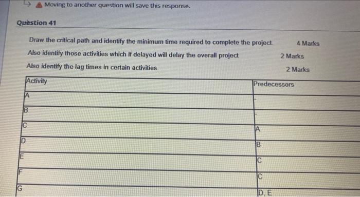 i need it please Question 41 un response TE Draw