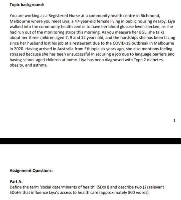 Topic background: You are working as a Registered