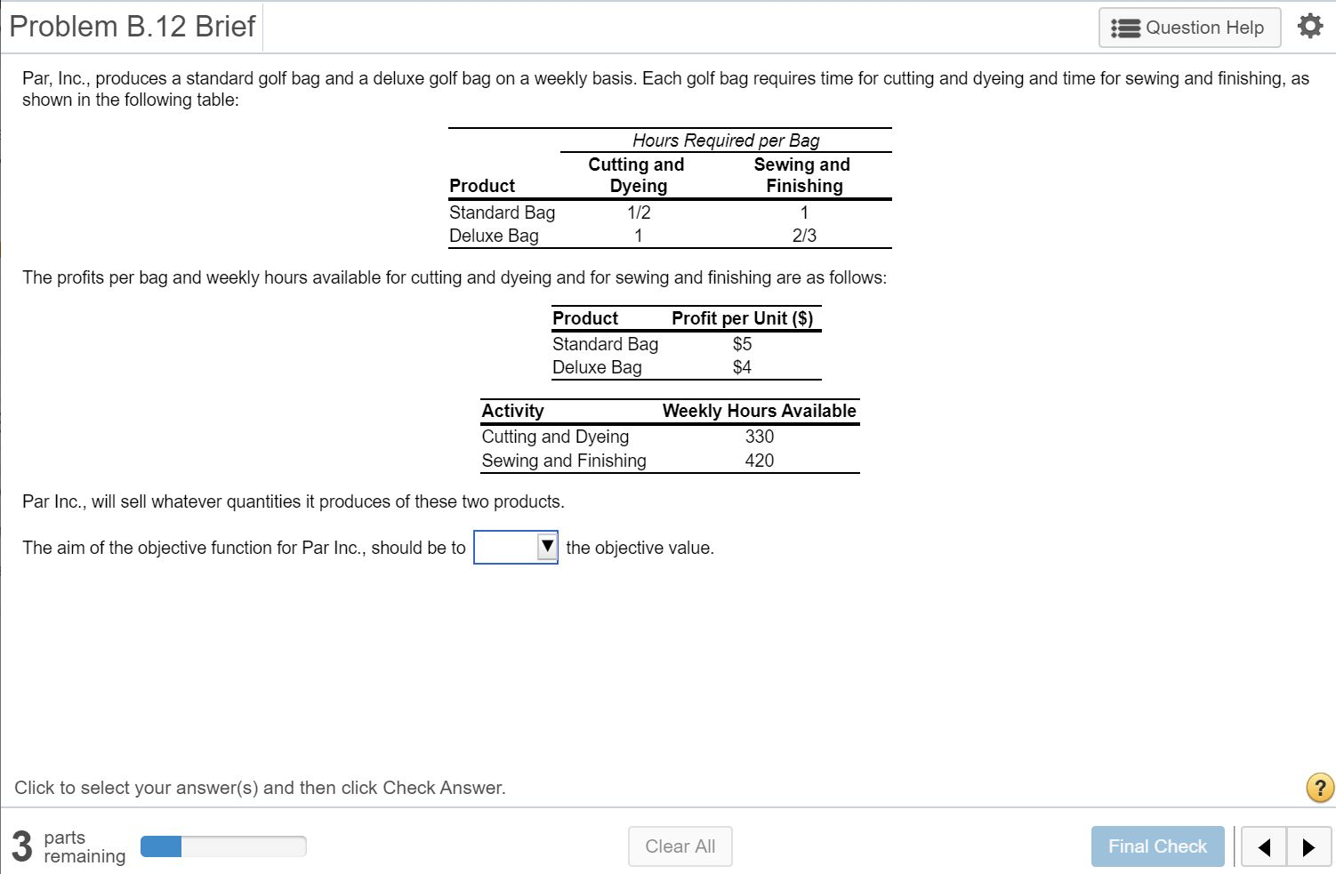 Problem B. 12 Brief s Question Help Par, Inc.,