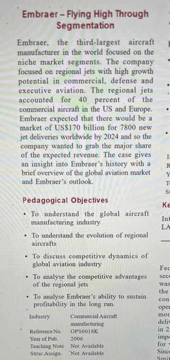 please make a mini case analysis The company is