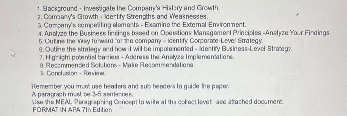 please make a mini case analysis The company is