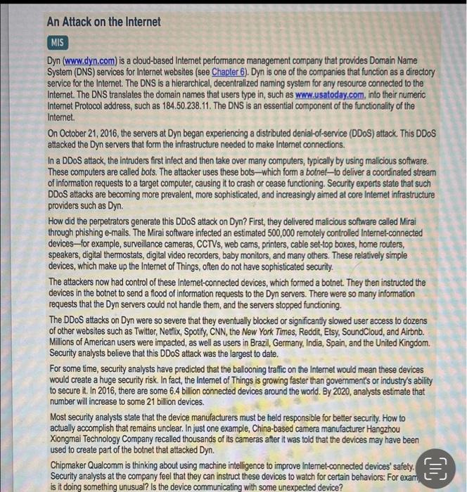 An Attack on the Internet MIS Dyn (www.dyn.com)