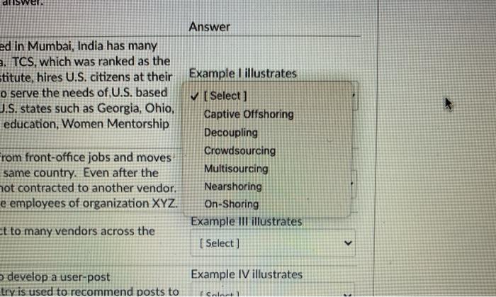 Consider these five examples and select the best