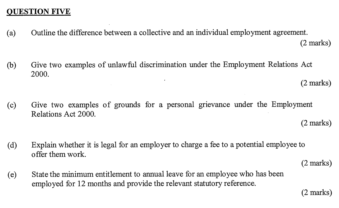 QUESTION FIVE (a) Outline the difference between