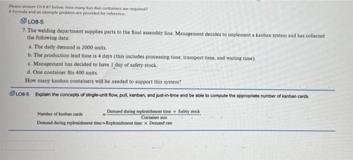 Please answer Ch 8 below. How many Ka-Ban