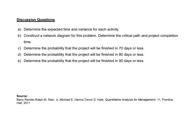 Show your workings and calculation using Excel QM
