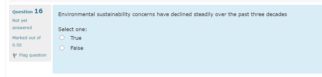 Question 16 Environmental sustainability concerns