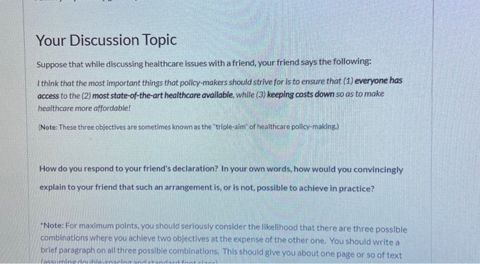 Your Discussion Topic Suppose that while