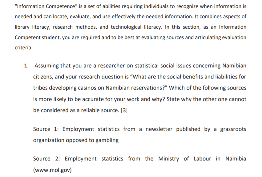 "Information Competence" is a set of abilities