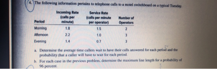 question number 4. 4. The following information