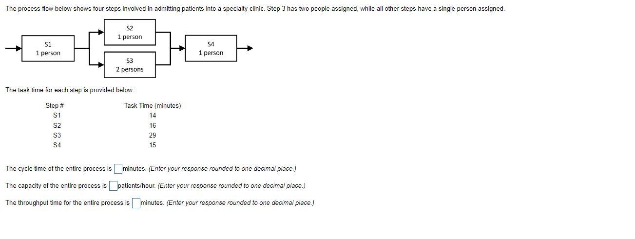 The task time for each step is provided below: