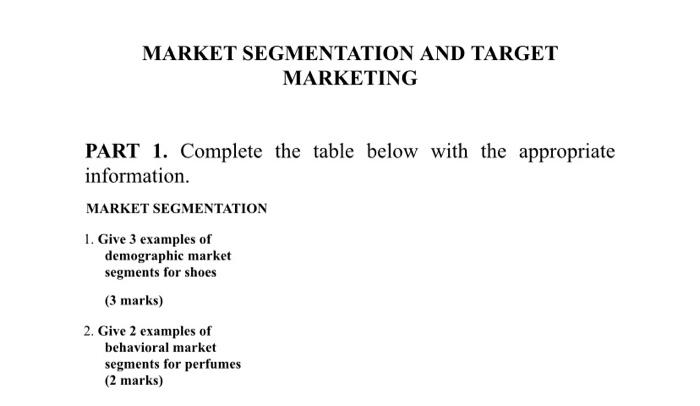 Marks: 10 Targeting Assignment: Market