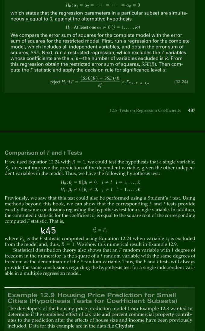 ar =0 Ho: ay = ay = ... which states that the
