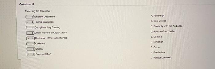 Question 17 A Postscript B. Bost wishes C.