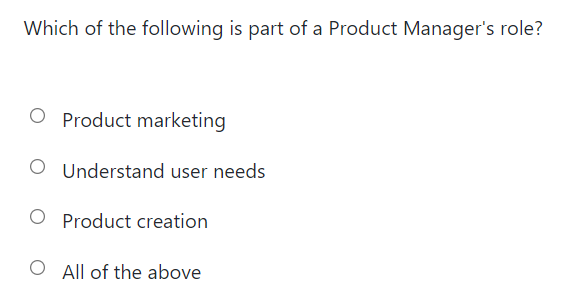 Which of the following is part of a Product