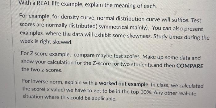 create ur OWN examples to describe Density