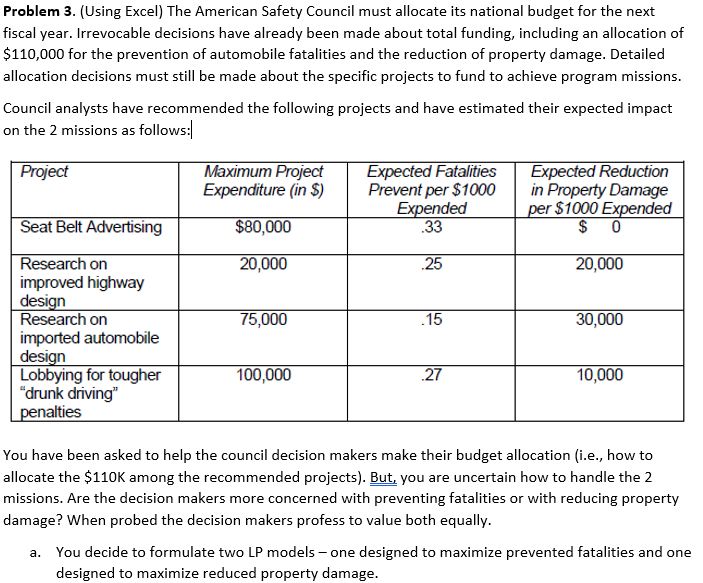Problem 3. (Using Excel) The American Safety