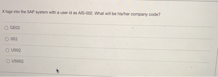 X logs into the SAP system with a user id as