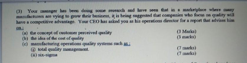 engineering operations management on (3) Your