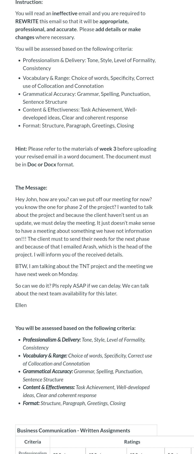 You will read an ineffective email and you are