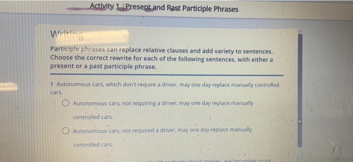 which one is correct! Activity 1 Present and Rast