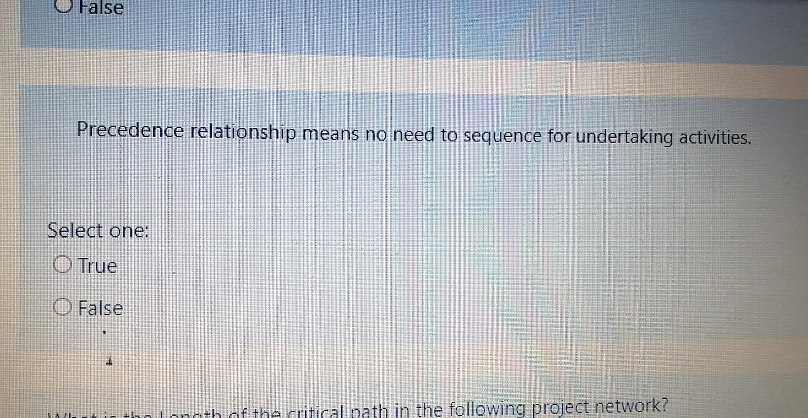 O False Precedence relationship means no need to