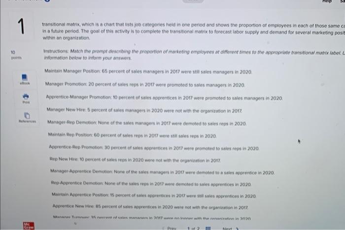 transitionat matrix, which is a chart that lists