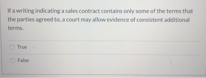 If a writing indicating a sales contract contains