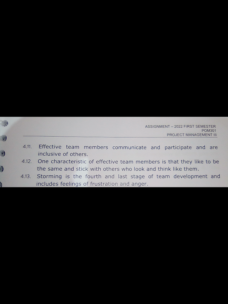 true and false questions project management