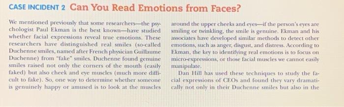 CASE INCIDENT 2 Can You Read Emotions from Faces?