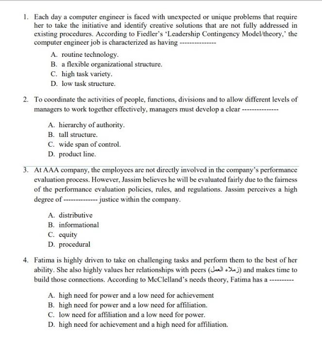 1. Each day a computer engineer is faced with