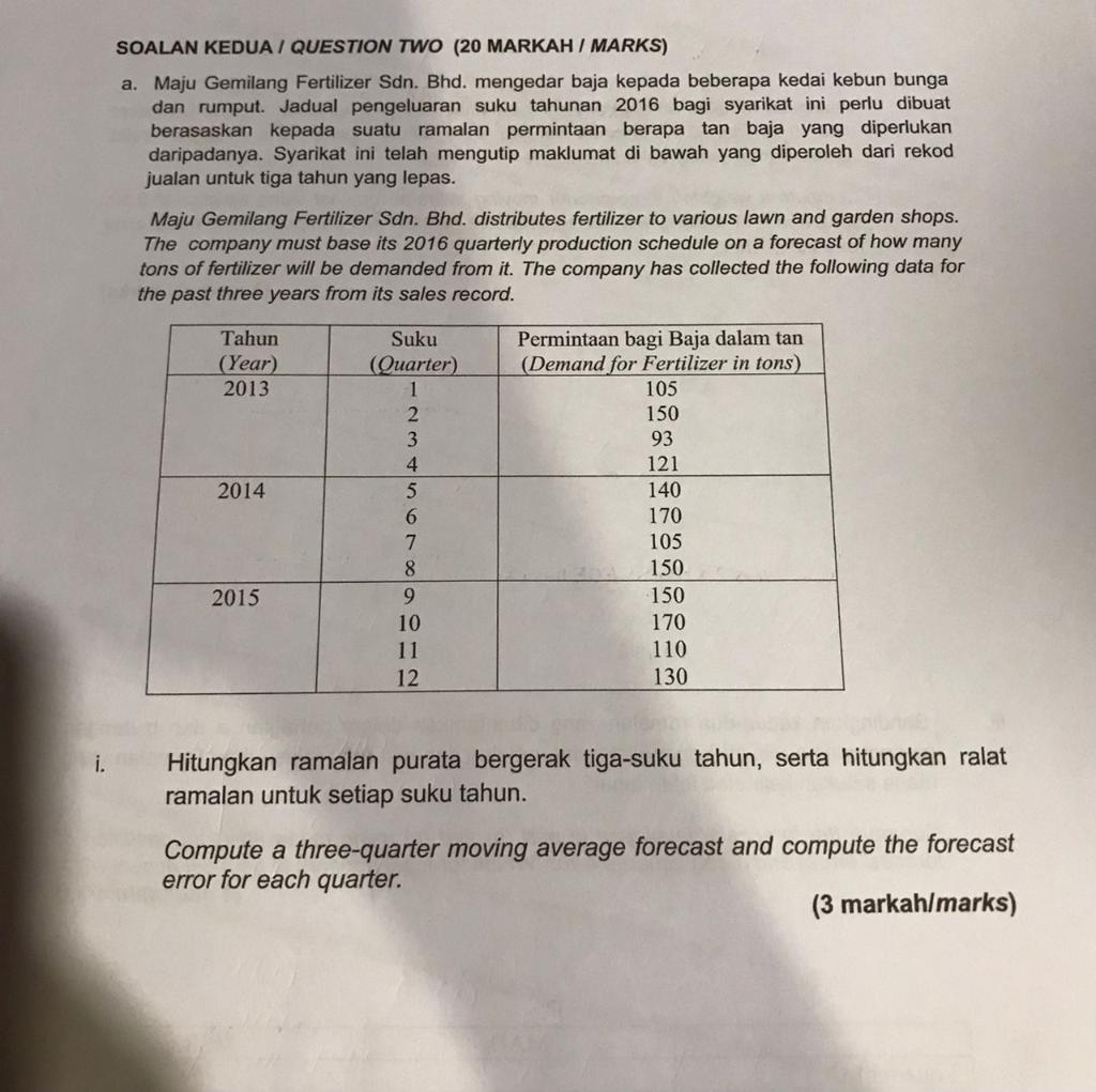 SOALAN KEDUA / QUESTION TWO (20 MARKAH / MARKS)